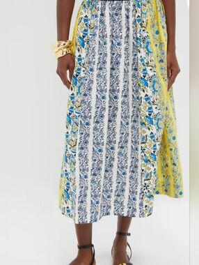 Tuckernuck Stripe Gibbons Goldenrod Chintz Skirt NWT
